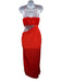 Alice + Olivia Size 4 Red Orange Polyester Spaghetti Strap Accordion Pleat Dress Red Orange / 4