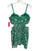 Milly Size 4 Green & White Cotton Spaghetti Strap Embroidered Floral Dress Green & White / 4