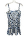 Alexis Blue & White Cotton Spaghetti Strap Knot Detail Embroidered Dress Blue & White