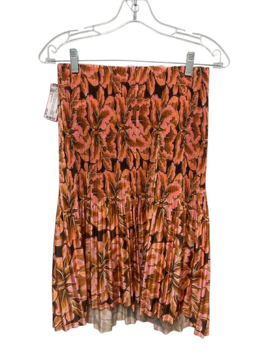 Significant Other Size 4 Brown, Tan & Pink Polyester Strapless Floral Mini Dress Brown, Tan & Pink / 4