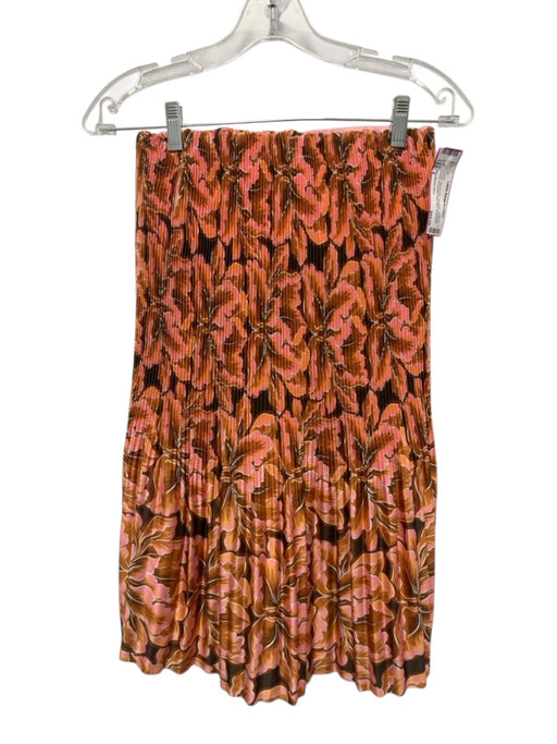 Significant Other Size 4 Brown, Tan & Pink Polyester Strapless Floral Mini Dress Brown, Tan & Pink / 4
