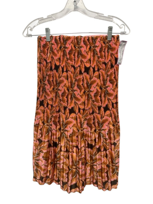 Significant Other Size 4 Brown, Tan & Pink Polyester Strapless Floral Mini Dress Brown, Tan & Pink / 4