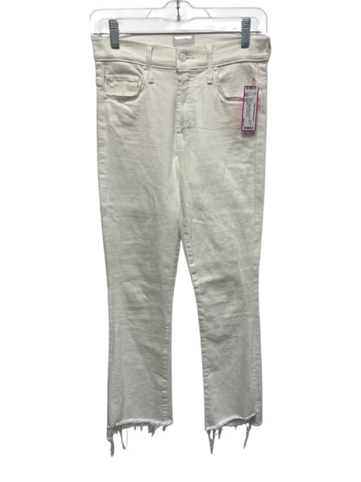 Mother Size 25 White Cotton Denim 5 Pocket Zip & Button Straight Jeans White / 25