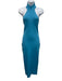 Solace London Size S Turquiose Viscose Blend Ribbed Halter turtle neck Dress Turquiose / S