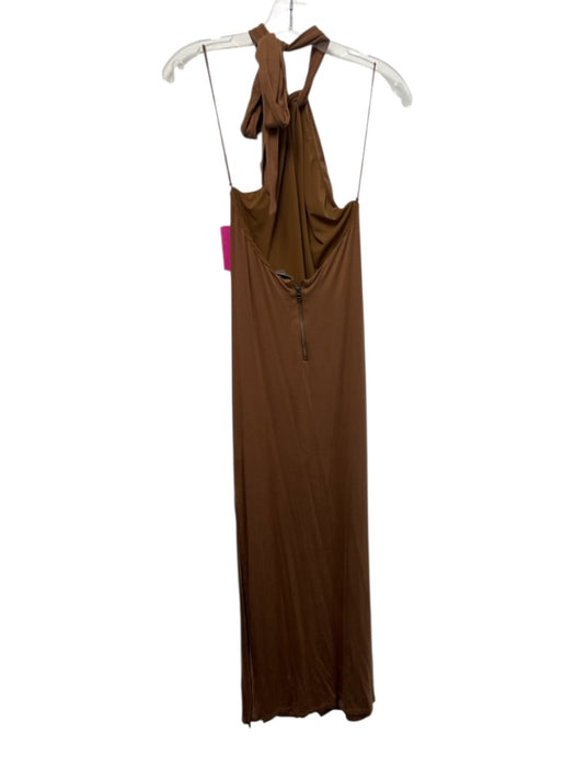 Alice + Olivia Size 4 Brown Viscose Halter Side Slit Back Zip Sheath Dress Brown / 4