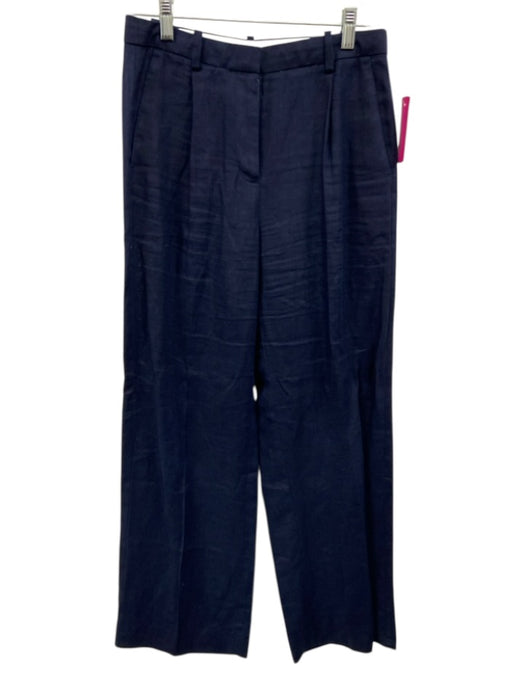 J. Crew Size 2 Navy Linen Zip & Hook Closure High Rise Semi Sheer Pants Navy / 2