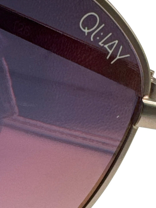 Quay Gold & Iridescent Wire Frame Tinted Aviator Sunglasses Gold & Iridescent