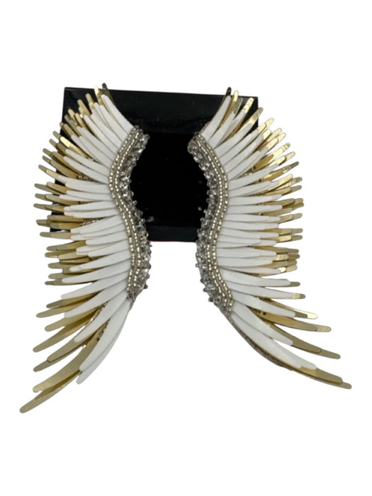 Mignonne Gavigan White, Gold & Silver Sequin Leather Back Angel Wings Earrings White, Gold & Silver