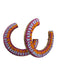 Mignonne Gavigan Pink, Blue & Orange Gold Tone Metal Fabric Beaded Hoop Earrings Pink, Blue & Orange
