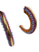 Mignonne Gavigan Pink, Blue & Orange Gold Tone Metal Fabric Beaded Hoop Earrings Pink, Blue & Orange
