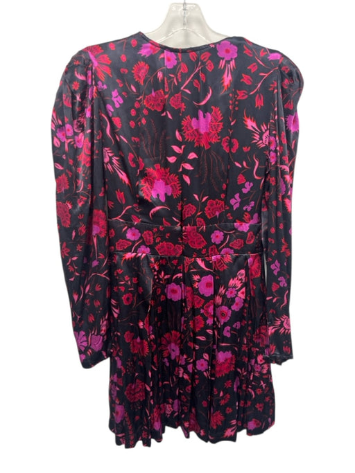 Sabina Musayev Size S Black, Red & Pink Print Viscose Satin Floral Dress Black, Red & Pink Print / S