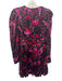 Sabina Musayev Size S Black, Red & Pink Print Viscose Satin Floral Dress Black, Red & Pink Print / S