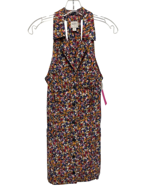 Maeve Size S Red, Orange & Multi Cotton Sleeveless Floral T Back Dress Red, Orange & Multi / S