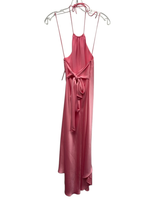 Alice & Olivia Size 0 Pink Triacetate Satin Halter Tie Back High Low Dress Pink / 0