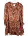 Misa Size M Tan, Pink & Multi Polyester Sheer Floral Long Sleeve Dress Tan, Pink & Multi / M