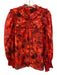 Alice + Olivia Size Large Red, Orange & Black Cotton Long Balloon Sleeve Top Red, Orange & Black / Large