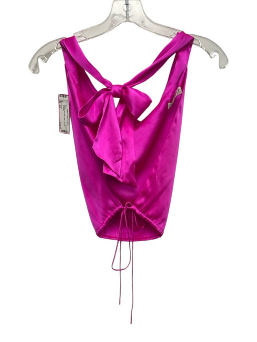 Harmur Size XS Hot pink Silk Satin Halter Tie Back Top Hot pink / XS