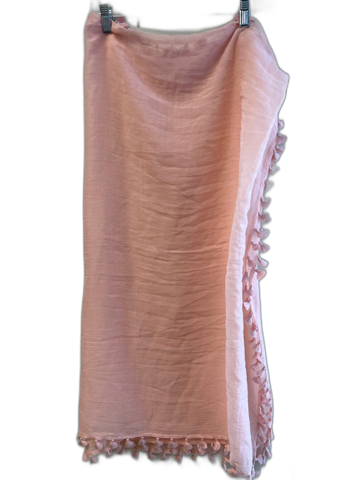 J Mclaughlin Pastel Pink Cotton Semi Sheer Rectangular Tassel scarf Pastel Pink / One Size