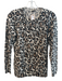 J. McLaughlin Size XS Brown & Beige Cashmere Long Sleeve Animal Print Knit Top Brown & Beige / XS