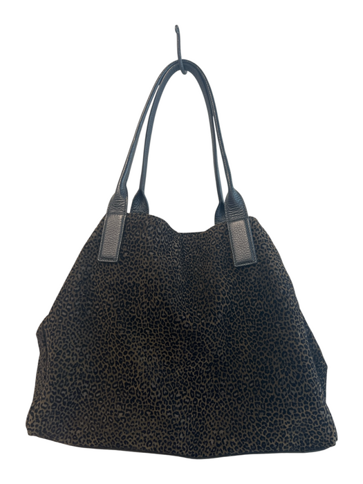 J Mclaughlin Green & Black Leather Suede Animal Print Shoulder Strap Link Bag Green & Black / L
