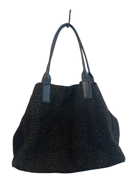 J Mclaughlin Green & Black Leather Suede Animal Print Shoulder Strap Link Bag Green & Black / L