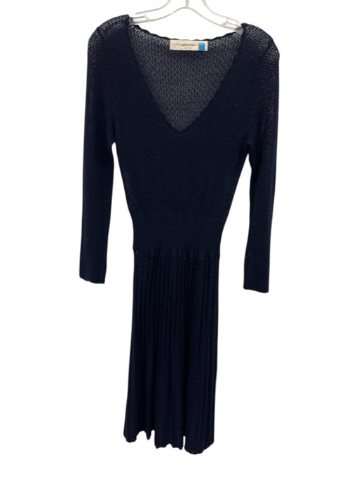 Sparrow Size S Navy Blue Knit Knee Length Long Sleeve Flare Skirt Dress Navy Blue / S