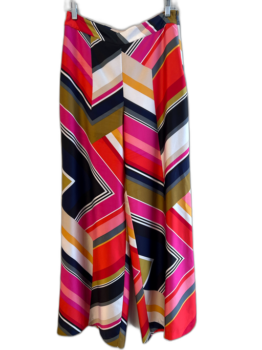 Trina Turk Size Est M Multi Polyester Abstract Print Side Zip Wide Leg Pants Multi / Est M