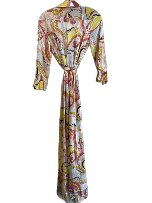 L'agence Size S/P Pink, Yellow & Multi Print Silk Paisley Print Belt Dress Pink, Yellow & Multi Print / S/P