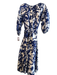Samantha Sung Size 2 Blue & White Linen Lined All Over Print Button Down Dress Blue & White / 2