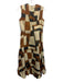 Akris Size 6 Brown, White & Black Mulberry Silk Sleeveless Geometric Midi Dress Brown, White & Black / 6