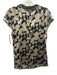 Etro Size 42 Champagne & Black Silk Short Sleeve Geometric Beaded Collar Top Champagne & Black / 42
