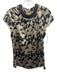 Etro Size 42 Champagne & Black Silk Short Sleeve Geometric Beaded Collar Top Champagne & Black / 42