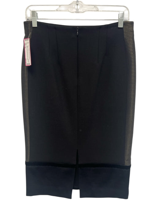 Etro Size 40 Black & Gold Polyester Blend Back Zip Side Detail Pencil Skirt Black & Gold / 40