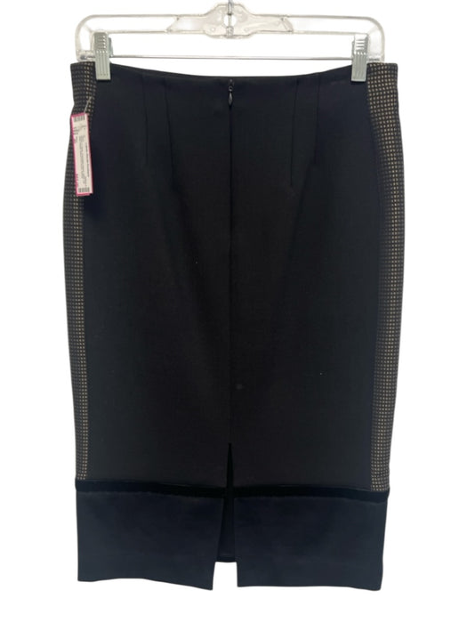 Etro Size 40 Black & Gold Polyester Blend Back Zip Side Detail Pencil Skirt Black & Gold / 40
