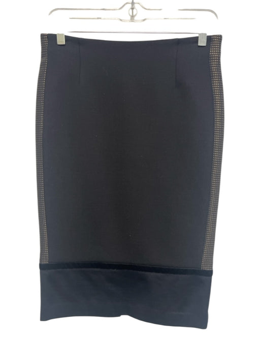 Etro Size 40 Black & Gold Polyester Blend Back Zip Side Detail Pencil Skirt Black & Gold / 40