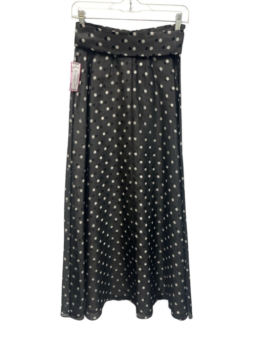 Dana Buchman Size 8P Black & Wine Silk Back Zip Polka Dot Sash Inc Maxi Skirt Black & Wine / 8P