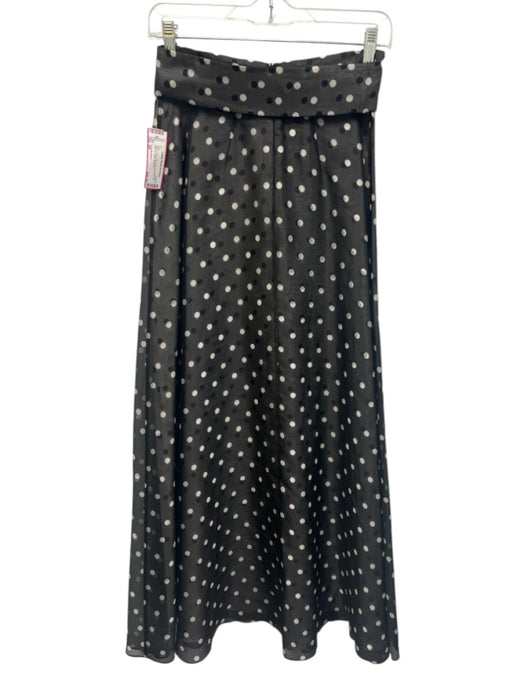 Dana Buchman Size 8P Black & Wine Silk Back Zip Polka Dot Sash Inc Maxi Skirt Black & Wine / 8P