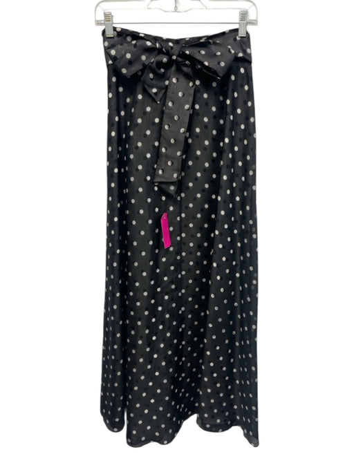 Dana Buchman Size 8P Black & Wine Silk Back Zip Polka Dot Sash Inc Maxi Skirt Black & Wine / 8P