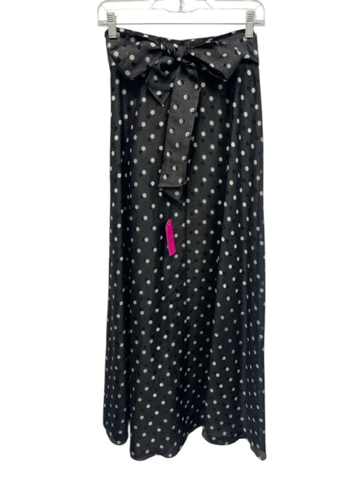 Dana Buchman Size 8P Black & Wine Silk Back Zip Polka Dot Sash Inc Maxi Skirt Black & Wine / 8P