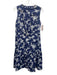 Carolina Herrera Size 10 Navy, Blue, White Cotton Blend Sleeveless Floral Dress Navy, Blue, White / 10