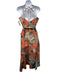 Erdem Size 8 Orange, Gray, Beige Linen Blend Spaghetti Strap Floral Maxi Dress Orange, Gray, Beige / 8