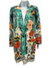 Etro Size 42 Blue, Black, Multi Viscose Lapel Floral Button Midi Coat Blue, Black, Multi / 42