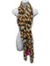Akris Brown, Black, White Cotton & Silk Semi Sheer Geometric Fringe Edging scarf Brown, Black, White / L