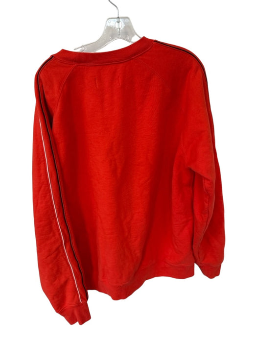 For All Mankind Size L Red & Black Cotton Striped Embroidered Sweatshirt Red & Black / L
