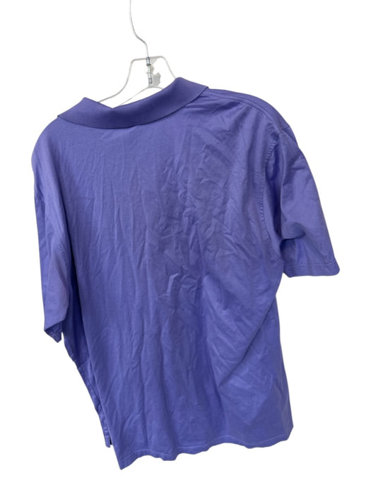 Peter Millar Size L Purple Cotton Collar 1/4 Button Men's Polo Purple / L