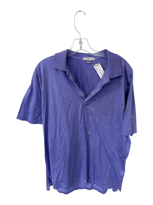 Peter Millar Size L Purple Cotton Collar 1/4 Button Men's Polo Purple / L