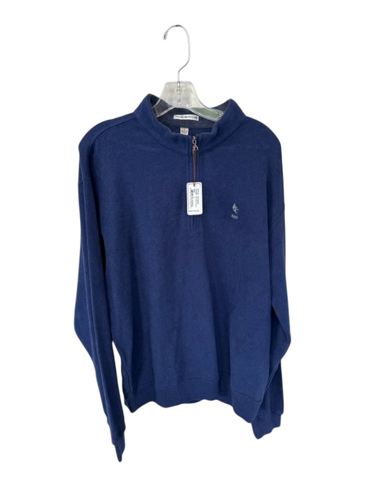 Peter Millar NWT Navy Cotton Quarter Zip Full Length Men's Pullover Navy / L