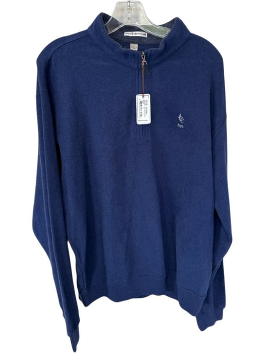Peter Millar NWT Navy Cotton Quarter Zip Full Length Men's Pullover Navy / L