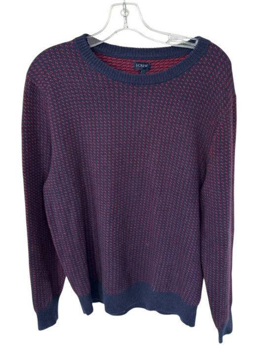 J Crew Size L Navy & Red Polyamide Blend dot pattern Crew Neck Knit Sweater Navy & Red / L