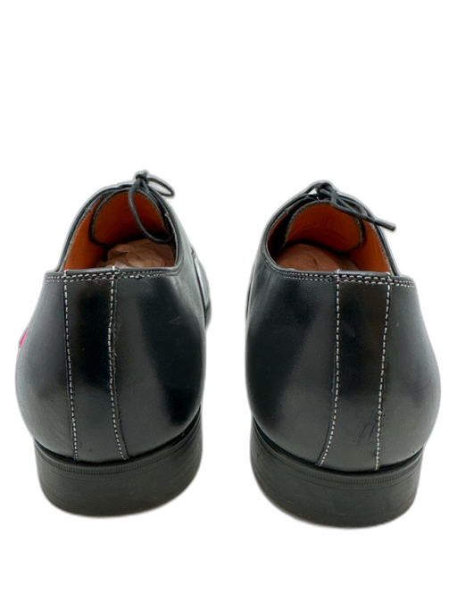 Santoni Shoe Size 9.5 Black Leather Solid Cap Toe Dress Men's Shoes